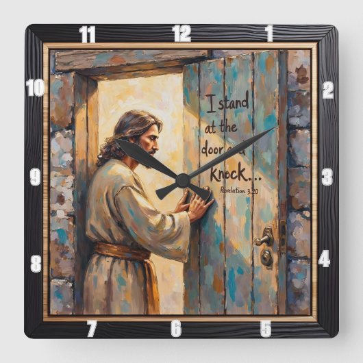 Open Heart: Jesus's Gentle Call Quadratische Wanduhr (Vorderseite)