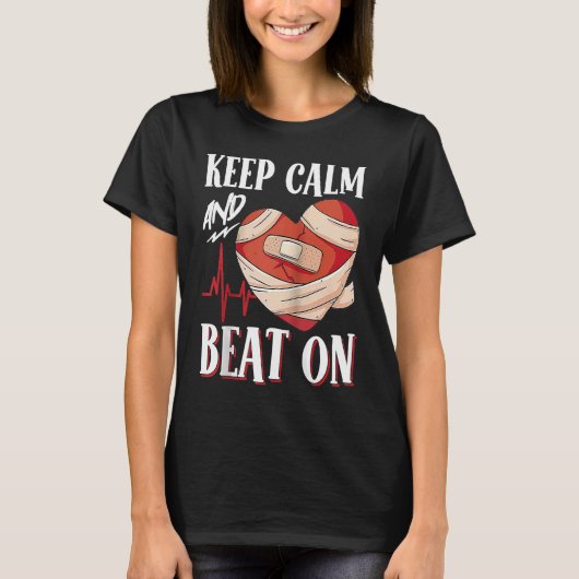 Open Heart Operation Bypass Awareness Heart Behalt T-Shirt (Vorderseite)