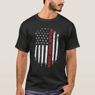 Open Heart Operation Survivor American Flag Erholu T-Shirt