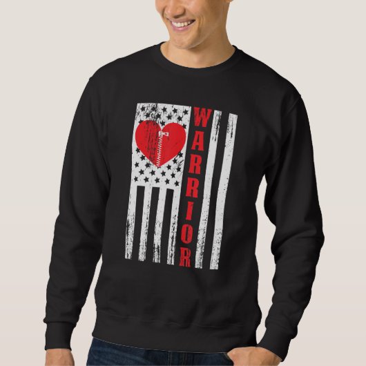 Open Heart Surgery Warrior US Flag- Heart Patients Sweatshirt (Vorderseite)