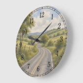 Open Highway Wall Clock — Scenic Road Design Große Wanduhr (Winkel)