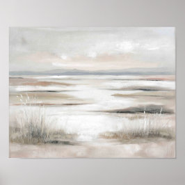 Open Horizon Marsh #3 – Soft Neutral Landscape Art Poster