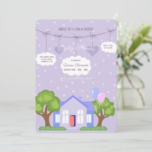 Open House Baby Dusche Einladung (Stehend Vorderseite)