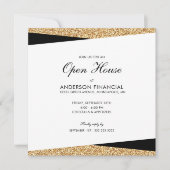 Open House Black and Gold Glitzer Einladung (Vorderseite)