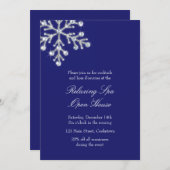 Open House Blue Offset Crystal Snowflake Einladung (Vorne/Hinten)