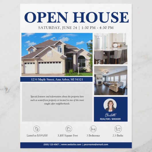 Open House Blue Real Anwesen Flyer (Vorne)