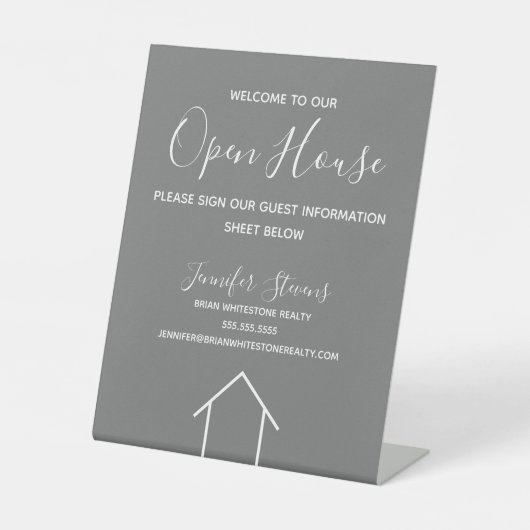 Open House Custom Real Anwesen Company Chic Gray Sockelschild (Vorderseite)
