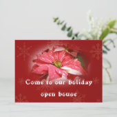 OPen House Einladung - Poinsettia auf Rot (Stehend Vorderseite)