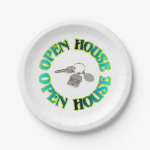 Open House Erwärmung Real Anwesen House Keys Pape Pappteller