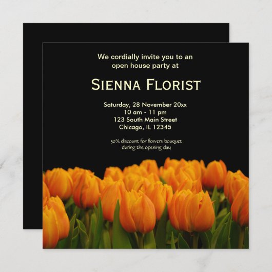 Open House Florist Business Einladung (Vorne/Hinten)
