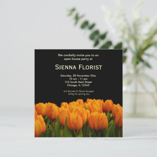 Open House Florist Business Einladung (Stehend Vorderseite)