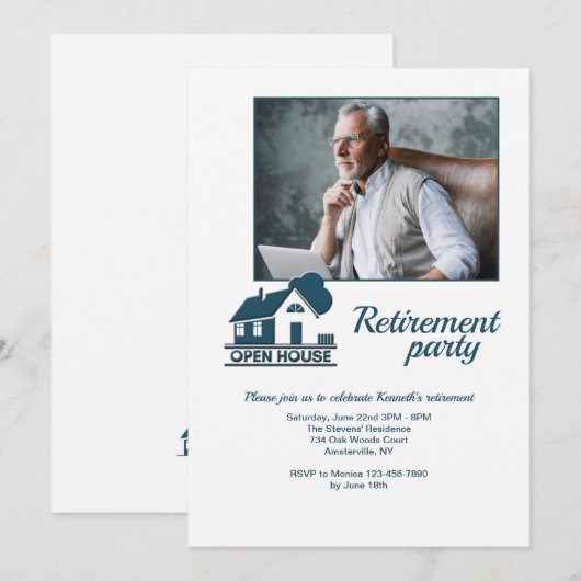 Open House Foto Retirement Partys Einladung (Vorne/Hinten)