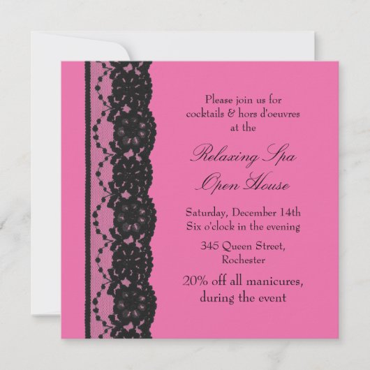 Open House French Lace Fuchsia Einladung (Vorderseite)