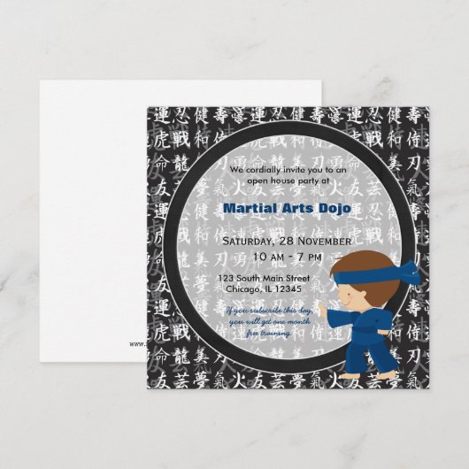 Open House für Kampfkunst Einladung (Vorne/Hinten)