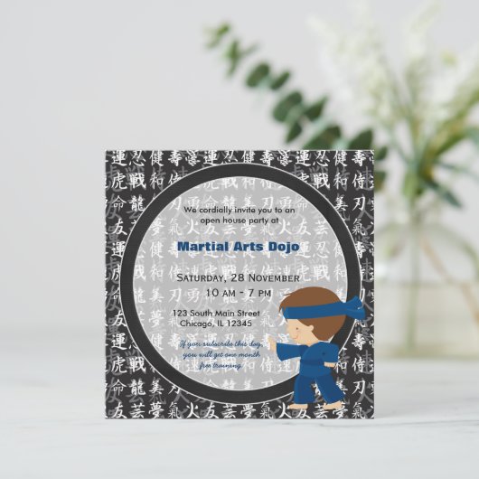 Open House für Kampfkunst Einladung (Stehend Vorderseite)