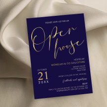 Open House für Navy Blue & Gold Script