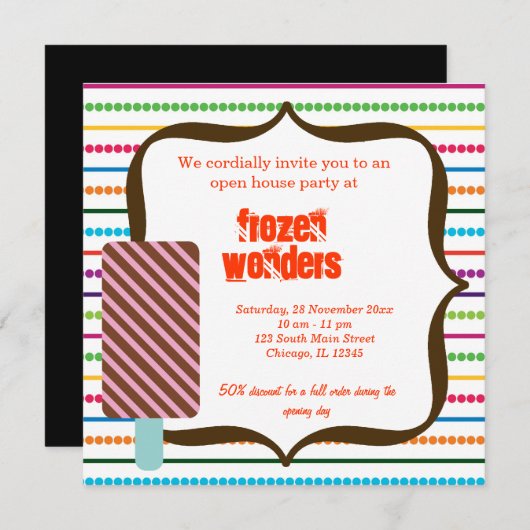 Open House Ice Cream Salon Einladung (Vorne/Hinten)