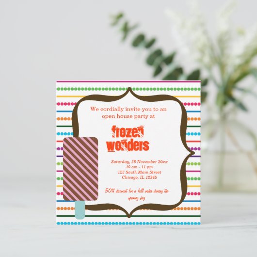 Open House Ice Cream Salon Einladung (Stehend Vorderseite)