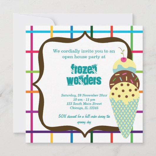 Open House Ice Cream Salon Einladung (Vorderseite)