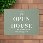 Open House l Custom Sage Green Logo & Text Willkom Fußmatte