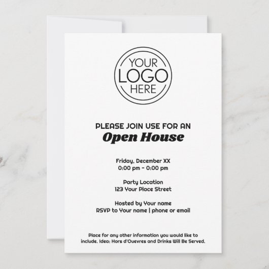 Open House-Logo für Büros oder Unternehmen Einladung (Vorderseite)