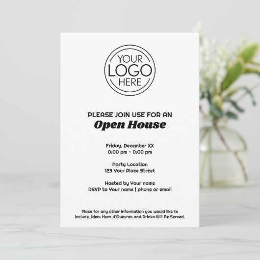 Open House-Logo für Büros oder Unternehmen Einladung (Stehend Vorderseite)