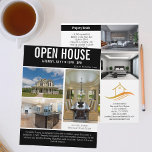 Open House Modernes Black Real Anwesen Listing Flyer<br><div class="desc">Werben Sie Ihr offenes Haus auf diesem schicken, zweiseitigen echten Anwesen-Flyer mit schwarzem Akzent und weißer Typografie mit Ihren Listingdetails. Schicken Sie diese klassischen Flyer an potenzielle Kunden, die in Ihrer Nähe wohnhaft sind. Passen Sie Ihren Firmennamen und Ihre Kontaktdaten auf der Rückseite Ihres Anwesen an. Zeichn neue Kunden, indem...</div>