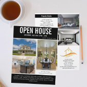 Open House Modernes Black Real Anwesen Listing Flyer