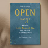 Open House Navy Blue Sprinkle Gold Einladung
