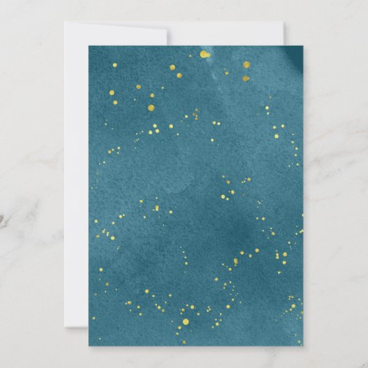 Open House Navy Blue Sprinkle Gold Einladung (Rückseite)