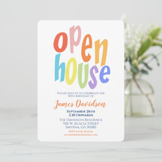 Open House Party Moderner Minimal Einladung (Stehend Vorderseite)