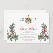 Open House Party Red Berries Christmas Holiday Einladung (Vorne/Hinten)