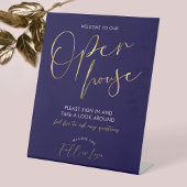 Open House Real Anwesen Beruflich Navy & Gold Sockelschild