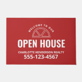 Open House Real Anwesen Red Begrüßungszeichen Fußmatte (Vorderseite)