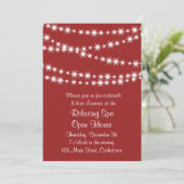 Open House Red Twinkle Lights Einladung (Stehend Vorderseite)