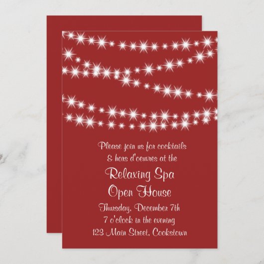 Open House Red Twinkle Lights Einladung (Vorne/Hinten)