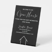 Open House Schwarz-weiß Real Anwesen Agent Custom Sockelschild (Vorderseite)