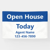 Open House Today Blue White Real Estate Agent Name Banner (Horizontal)