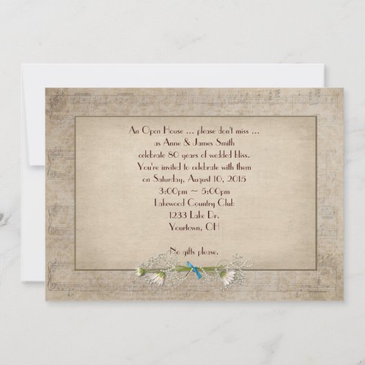 Open House zum 80. Hochzeitstag Einladung (Rückseite)