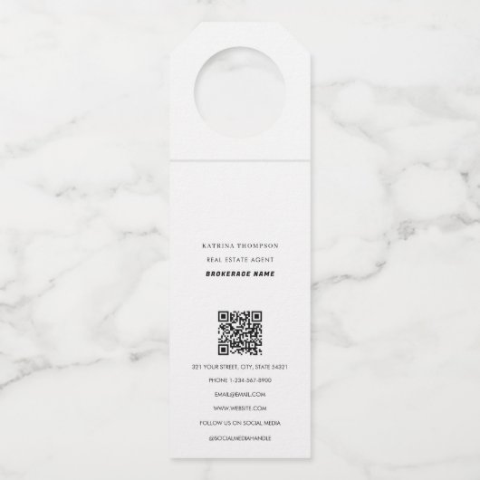Open Houses & Real Anwesen Agent Foto QR Code Flaschenanhänger (Rückseite)