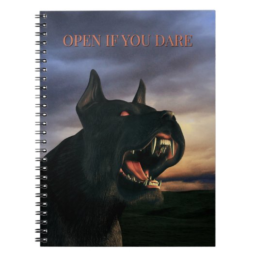 Open If You Dare. Big, black dog Notizblock (Vorderseite)