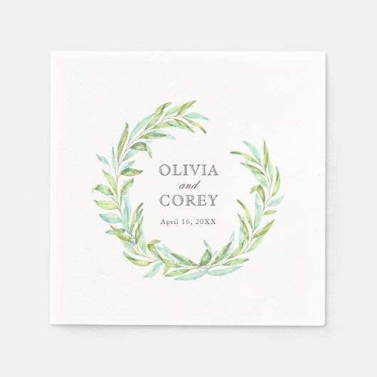 Open Laurel Wreath Wedding Serviette (Vorderseite)