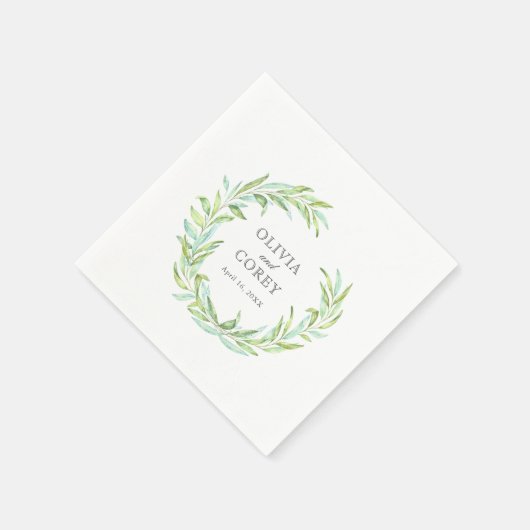 Open Laurel Wreath Wedding Serviette (Ecke)