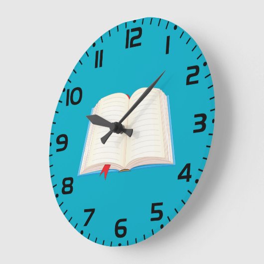 Open Lined Book Red Bookmark Große Wanduhr (Winkel)