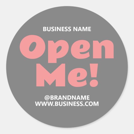 OPEN ME Firmenname Website Rosa Grau Runder Aufkleber (Vorderseite)
