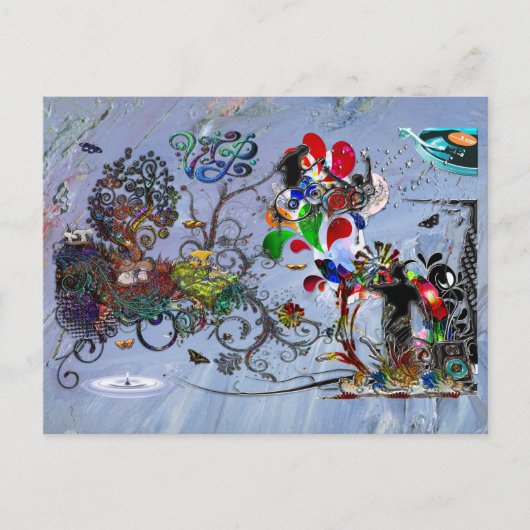 Open Microphone Music VIP Digital Collage Postkarte (Vorderseite)