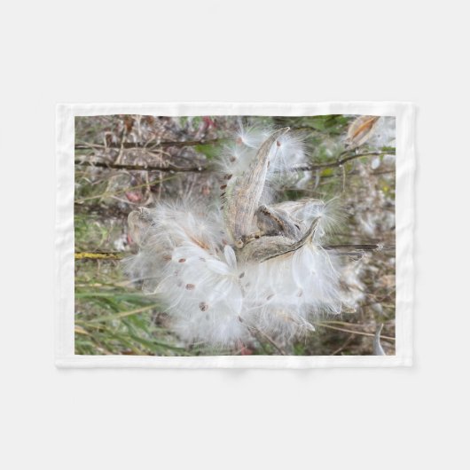 Open Milkweed Pods | Samen mit Seide | Fleecedecke (Vorderseite (Horizontal))