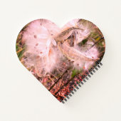 Open Milkweed Pods | Samen mit Seide | Herz Notizblock (Rückseite)