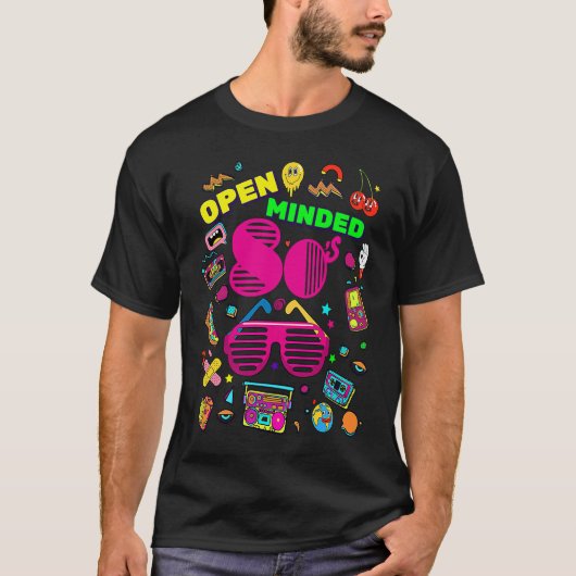 Open Minded 80er Jahre Generation Cool zurück auf  T-Shirt (Vorderseite)