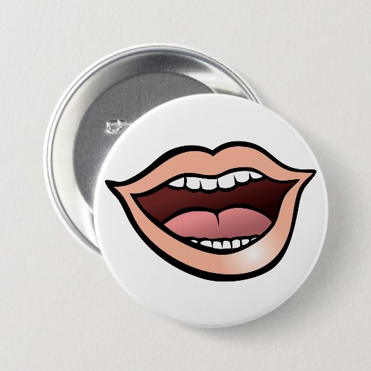 Open Mouth Lips Teeth Tongue Button (Vorne & Hinten)